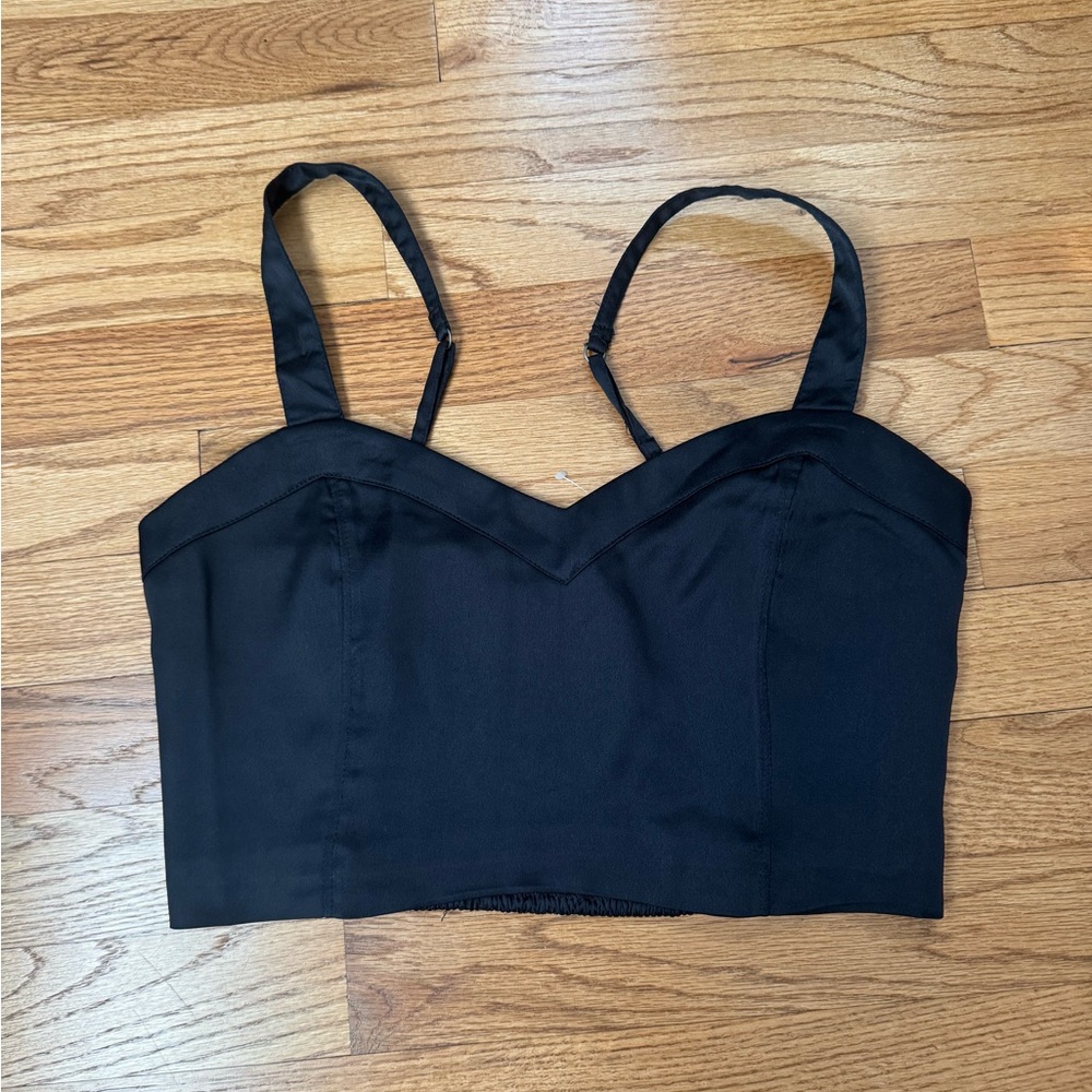 Abercrombie & Fitch satin Black Smocked Top